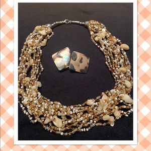 Necklace and Mother Pearl earrings